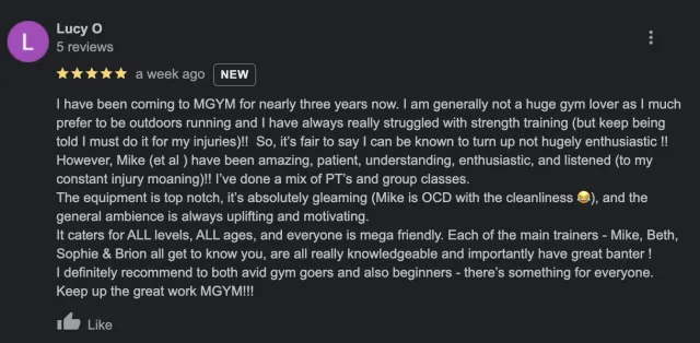 MGYM Personal Training member review 7